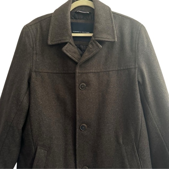 TOMMY HILFIGER BROWN MELTON WOOL WALKING
COAT SIZE SMALL - Picture 7 of 14